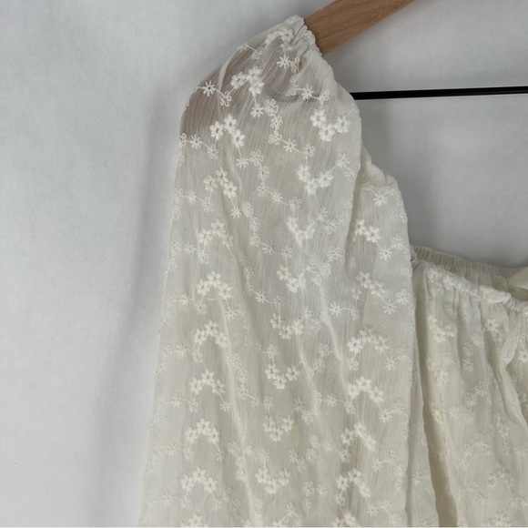 Heatherly Cottage Eyelet‎ Crop Top Balloon Sleeve Peasant Embroidered Size XSP - Picture 3 of 12